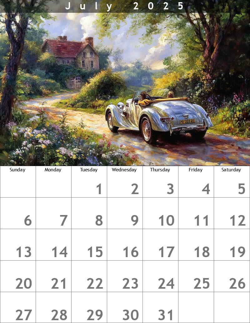 Hot Rod Calendar July 2025